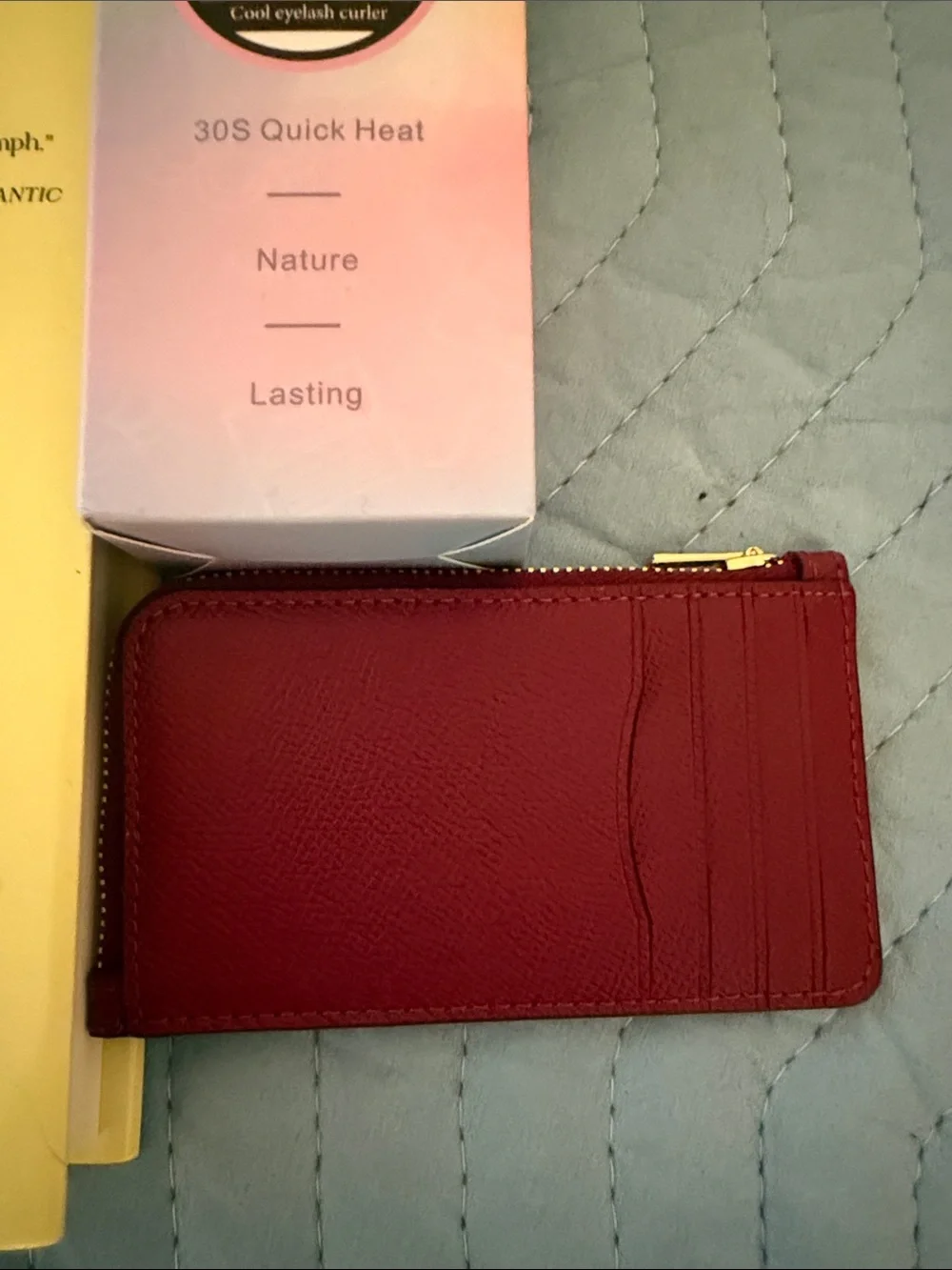 *Bundle* Coach Zip Card Case - Burgundy with Gold Logo